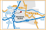 Anfahrtsskizze Regensburg (Übersichtskarte und Detailskizze) für MDK Bayern