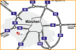 Anfahrtsplan München Übersichtskarte für MLL Münchner Leukämielabor GmbH