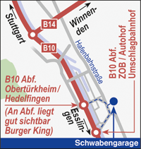 Anfahrtsskizze für Schwabengarage AG in Stuttgart