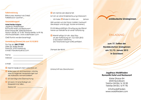 Gestaltung Realisierung eines Flyers für "Norddeutsche Urologinnen" für den Kongress 2015 durch Werbeagentur designbetrieb aus Essen Gestaltung Realisierung eines Flyers für "Norddeutsche Urologinnen" für den Kongress 2015 durch Werbeagentur designbetrieb aus Essen