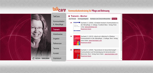 Essener Webdesign-Agentur designbetrieb relauncht www.talkcare.de / Svenja Sachweh Essener Webdesign-Agentur designbetrieb relauncht www.talkcare.de / Svenja Sachweh