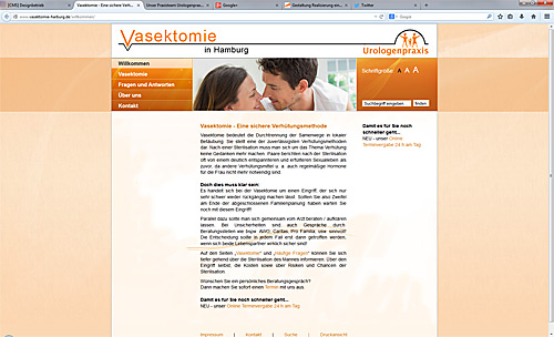 Relaunch von Vasektomie-Homepage www.vasektomie-harburg.de, DSGVO-konform und mobilfähig (im responsive webdesign) Relaunch von Vasektomie-Homepage www.vasektomie-harburg.de, DSGVO-konform und mobilfähig (im responsive webdesign)
