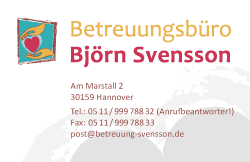 Visitenkarten (343) für Betreuungsbüro B. Svensson
