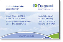 Transact Visitenkarten erstellt Transact Visitenkarten erstellt