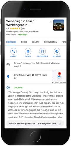 Google My Business Hilfe beim einrichten: mobile Smartphone-Ansicht