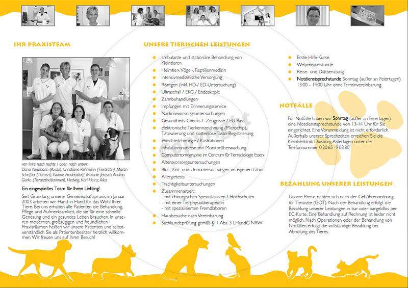Faltblatt gestalten Innenseiten Beispiel Tierärztliche Gemeinschaftspraxis Christiane Rehmann & Martin Scheffler GbR
