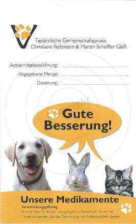 Werbeartikel und diverse Printmedien gestalten Beispiel Tierärztliche Gemeinschaftspraxis Christiane Rehmann & Martin Scheffler GbR