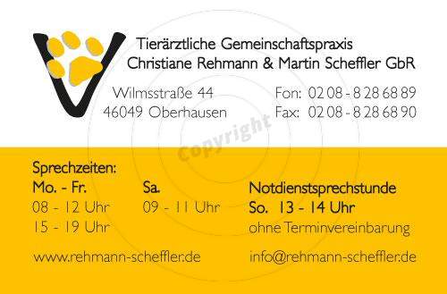 Werbeartikel und diverse Printmedien gestalten Beispiel Tierärztliche Gemeinschaftspraxis Christiane Rehmann & Martin Scheffler GbR