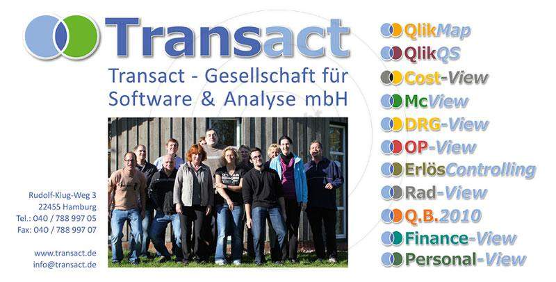 Werbeartikel und diverse Printmedien gestalten Beispiel Transact - Gesellschaft für Software & Analyse mbH