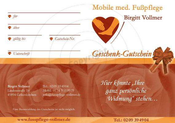 Werbeartikel und diverse Printmedien gestalten Beispiel Mobile Fußpflege Birgitt V.