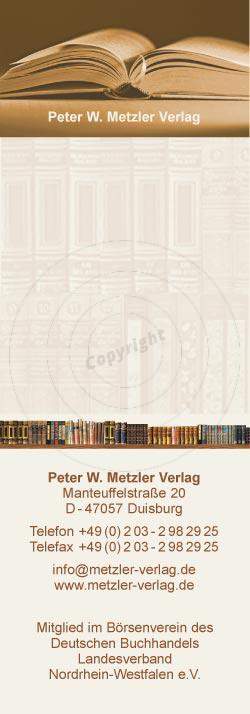 Lesezeichen gestalten Vorderseite erstellen Beispiel Peter W. Metzler Verlag